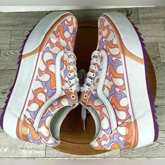 VANS Brand New Old Skool Stacked Orange& White Platforms size 7.5/9.0(women) - Picture 7 of 9